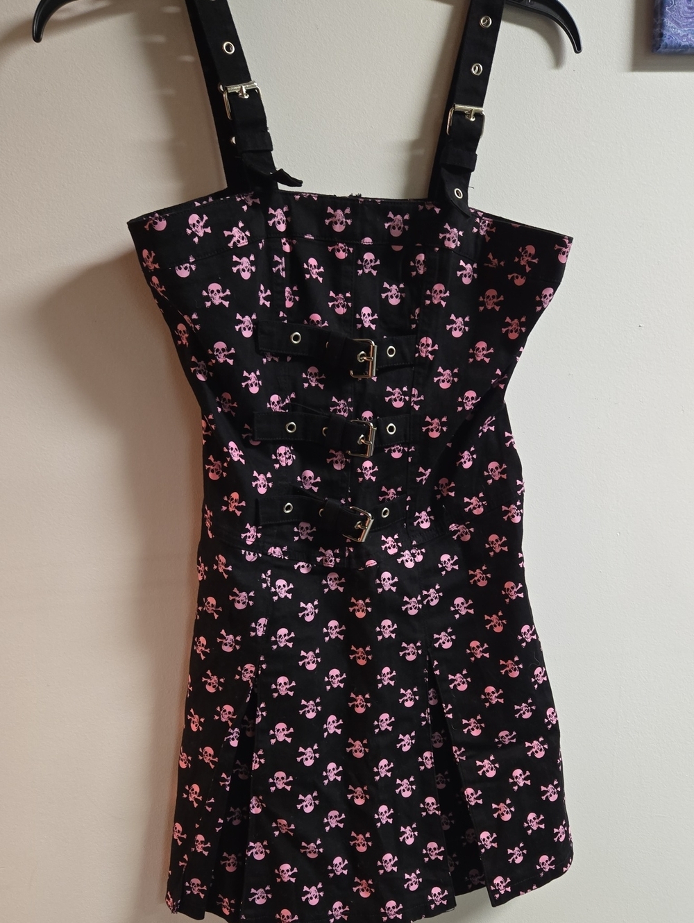 Tripp NYC Vintage Pink And Black Skull Mini Dress Mall Goth Hot Topic Size S